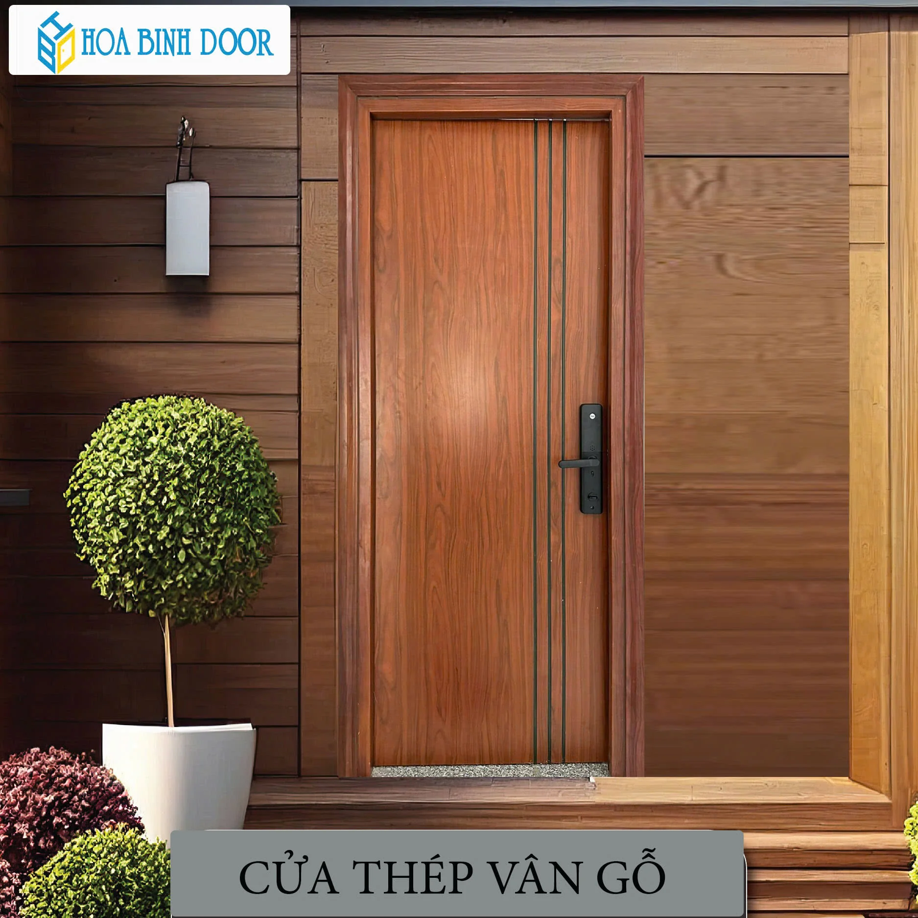 Mẫu cửa thép vân gỗ 1 cánh