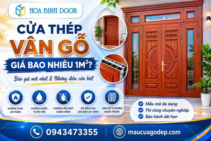 cửa thép vân gỗ giá bao nhiêu 1m2