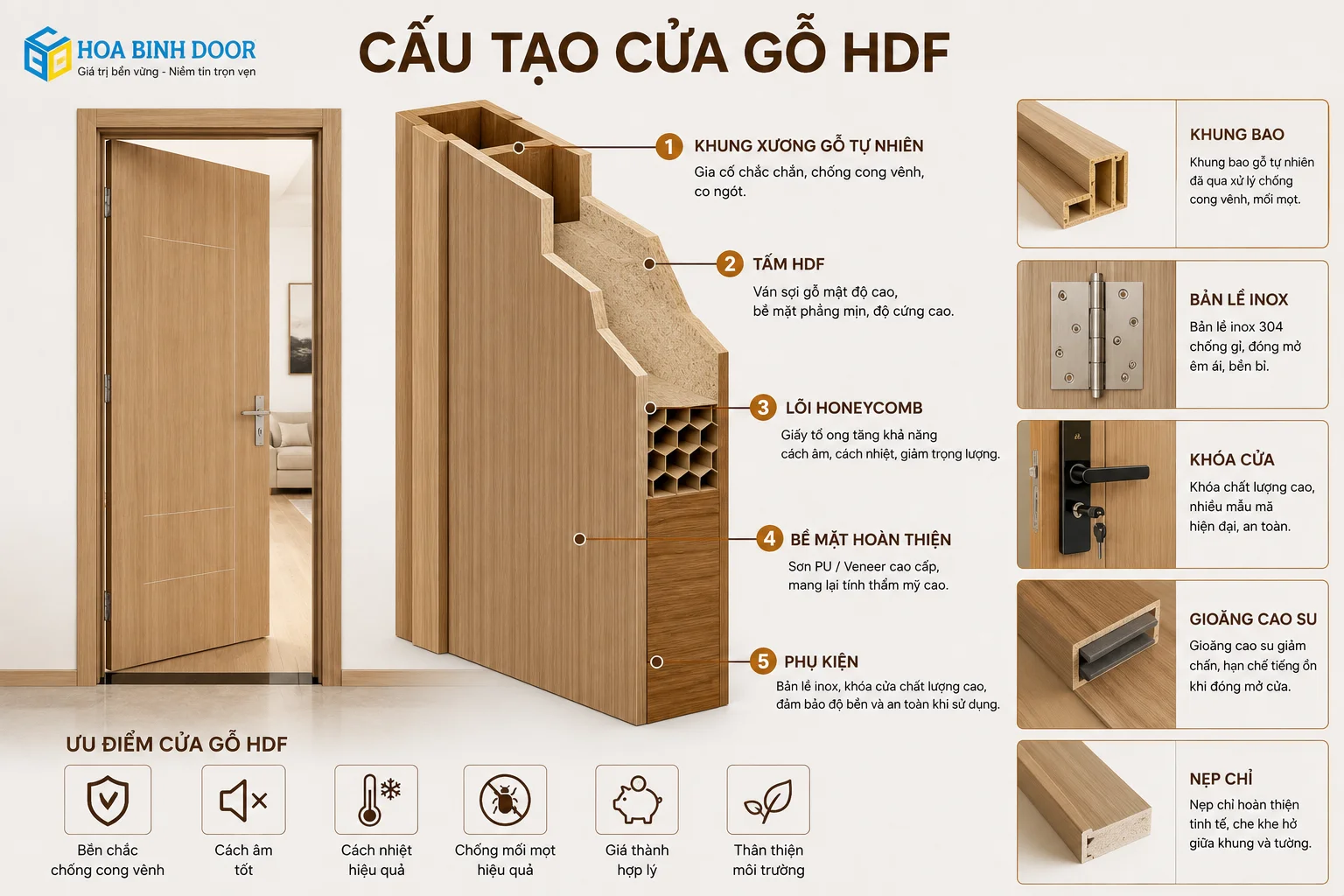 báo giá cửa gỗ HDF tại phường Biên Hòa