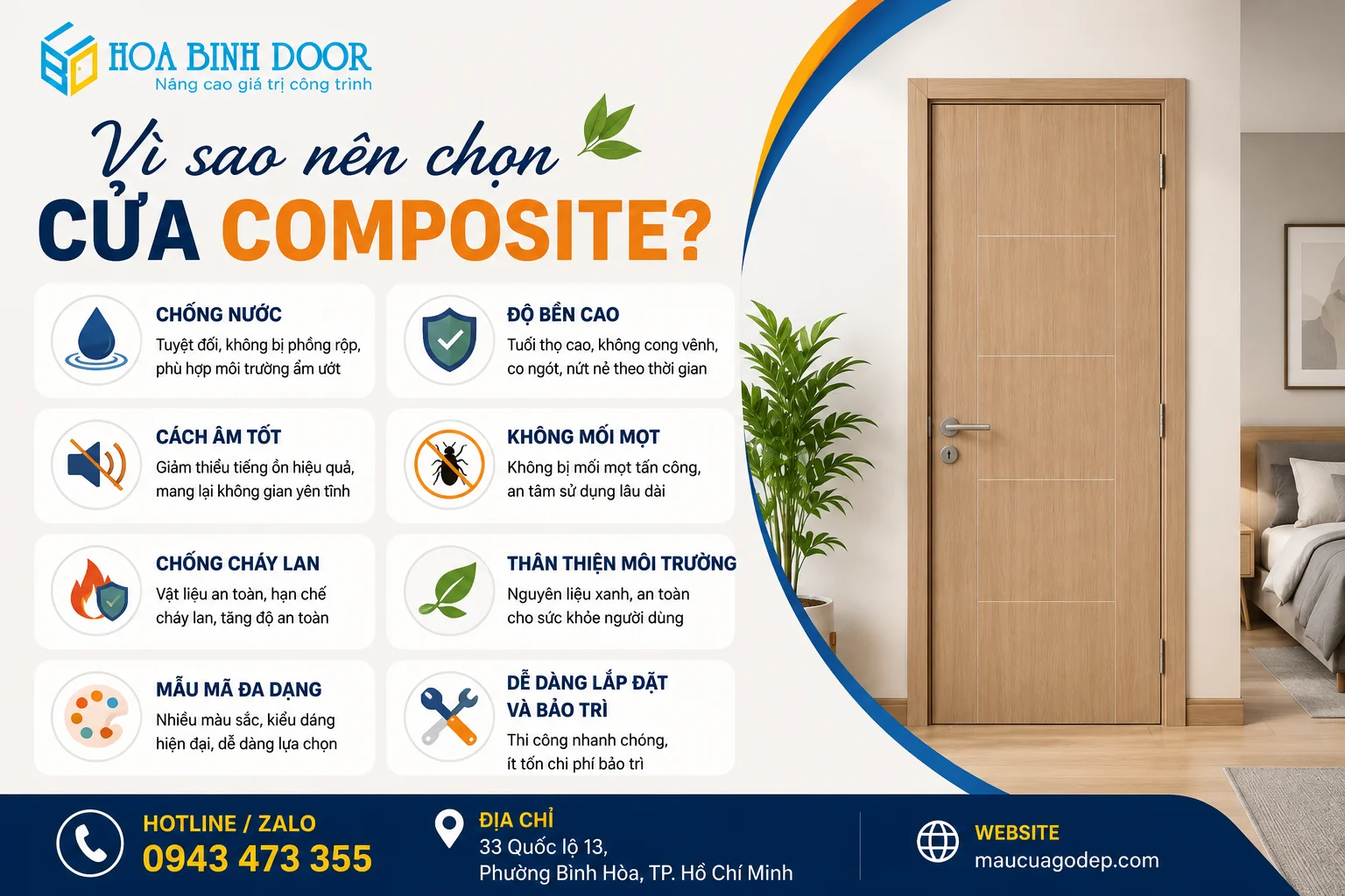 giá cửa nhựa Composite phòng ngủ mới nhất