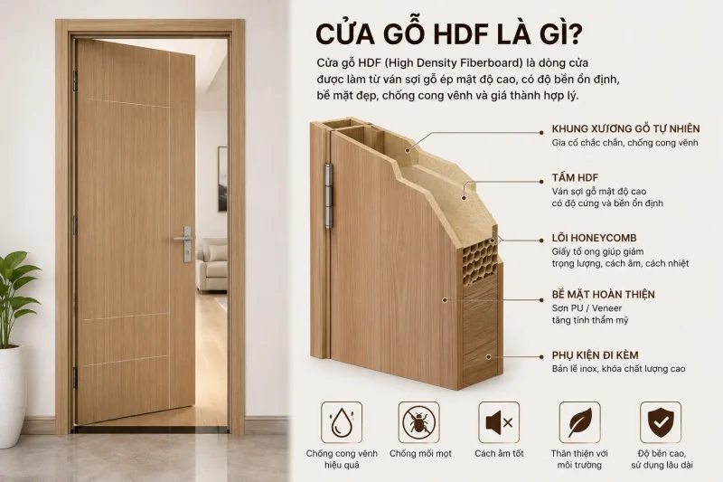 báo giá cửa gỗ HDF tại phường Biên Hòa