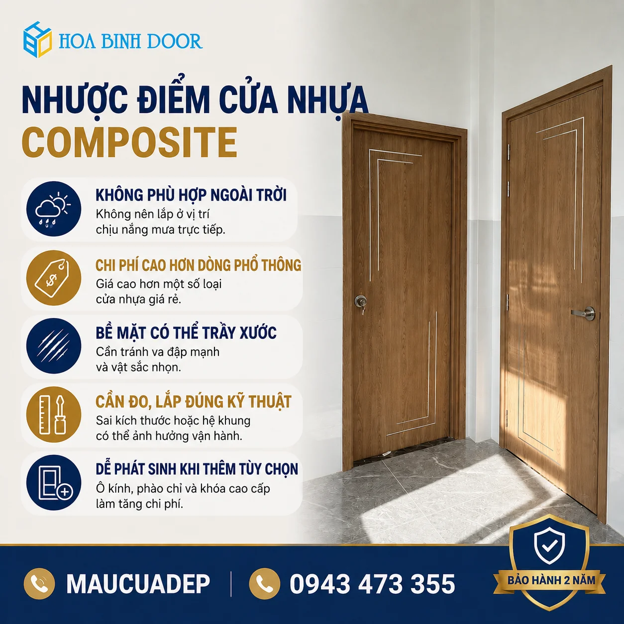 Nhược điểm cửa nhựa Composite tại Phường Hiệp Bình