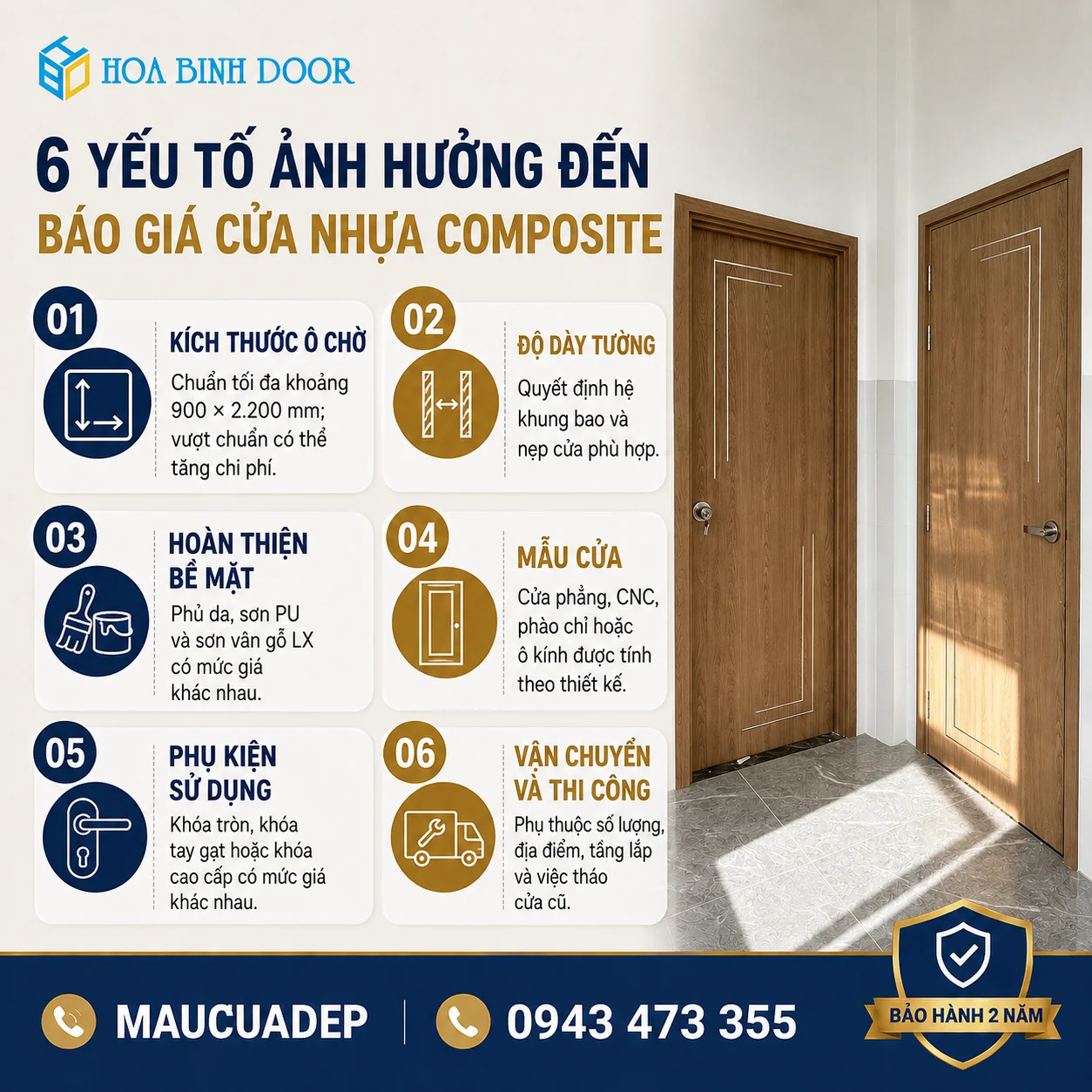 Sáu yếu tố ảnh hưởng đến chi phí hoàn thiện cửa nhựa Composite