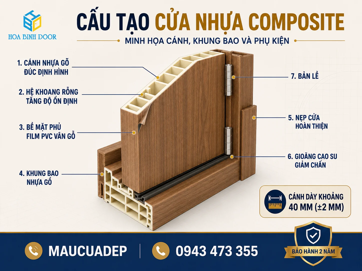 Cấu tạo cửa nhựa Composite tại Phường Hiệp Bình
